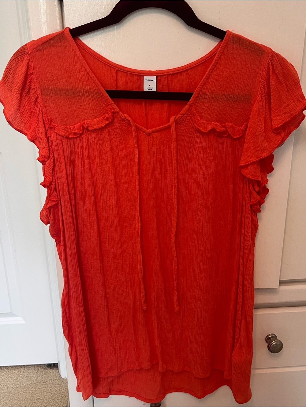 Old Navy Women’s Red Ruffle-Sleeve Blouse Size Large